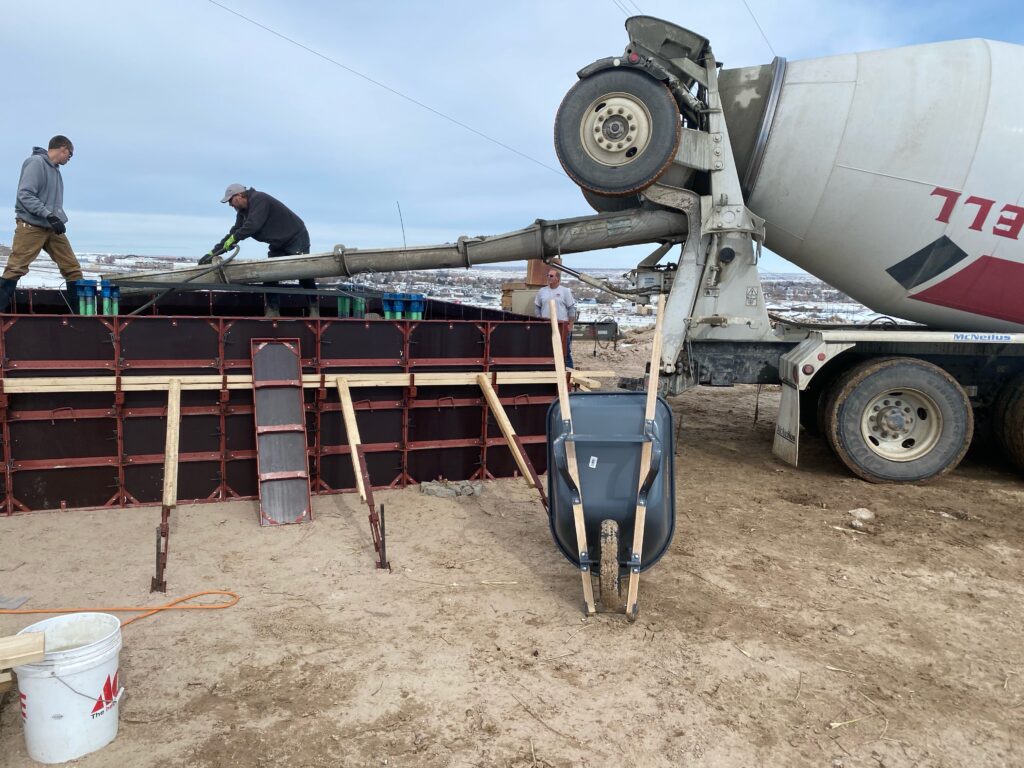 large cement truck on a construction job site